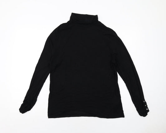 Marble Womens Black Viscose Basic T-Shirt Size 8 Roll Neck