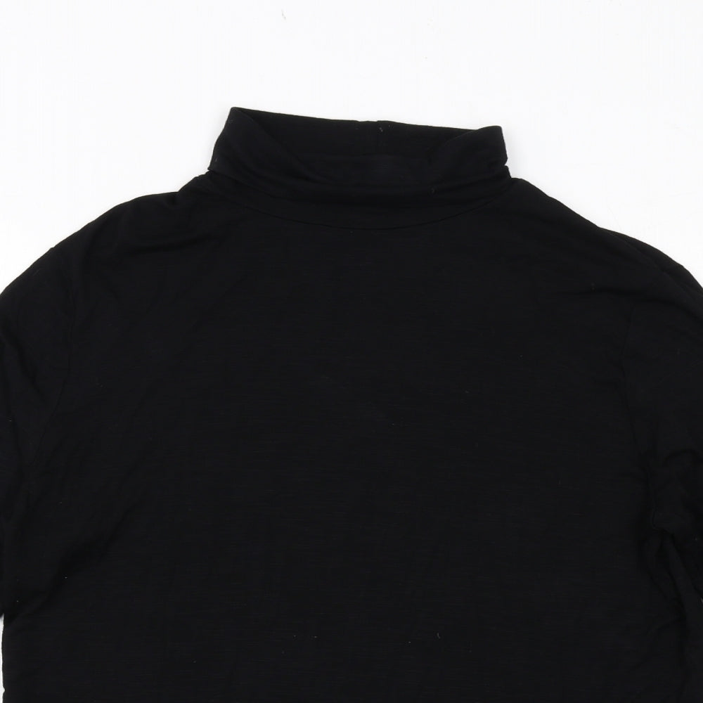 Marble Womens Black Viscose Basic T-Shirt Size 8 Roll Neck