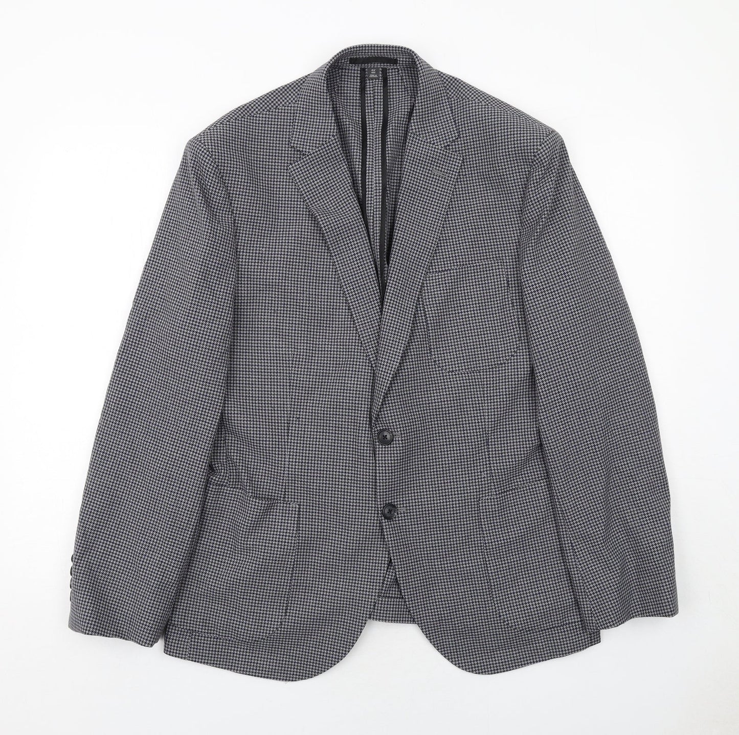 Marks and Spencer Mens Grey Geometric Polyester Jacket Suit Jacket Size 42 Regular