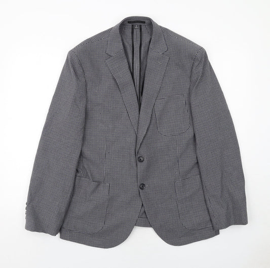 Marks and Spencer Mens Grey Geometric Polyester Jacket Suit Jacket Size 42 Regular