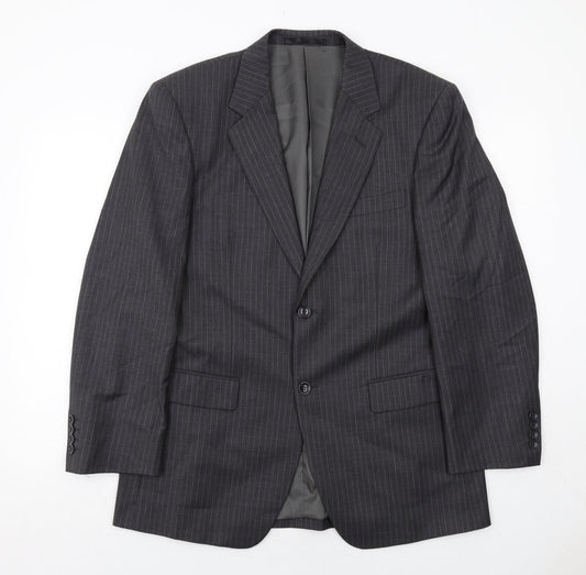Butler and Webb Mens Grey Striped Wool Jacket Suit Size 40 Regular