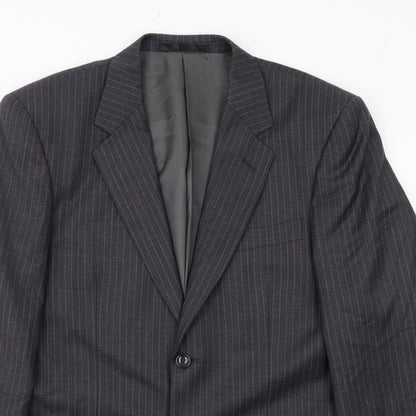 Butler & Webb Mens Grey Striped Wool Jacket Suit Size 40 Regular