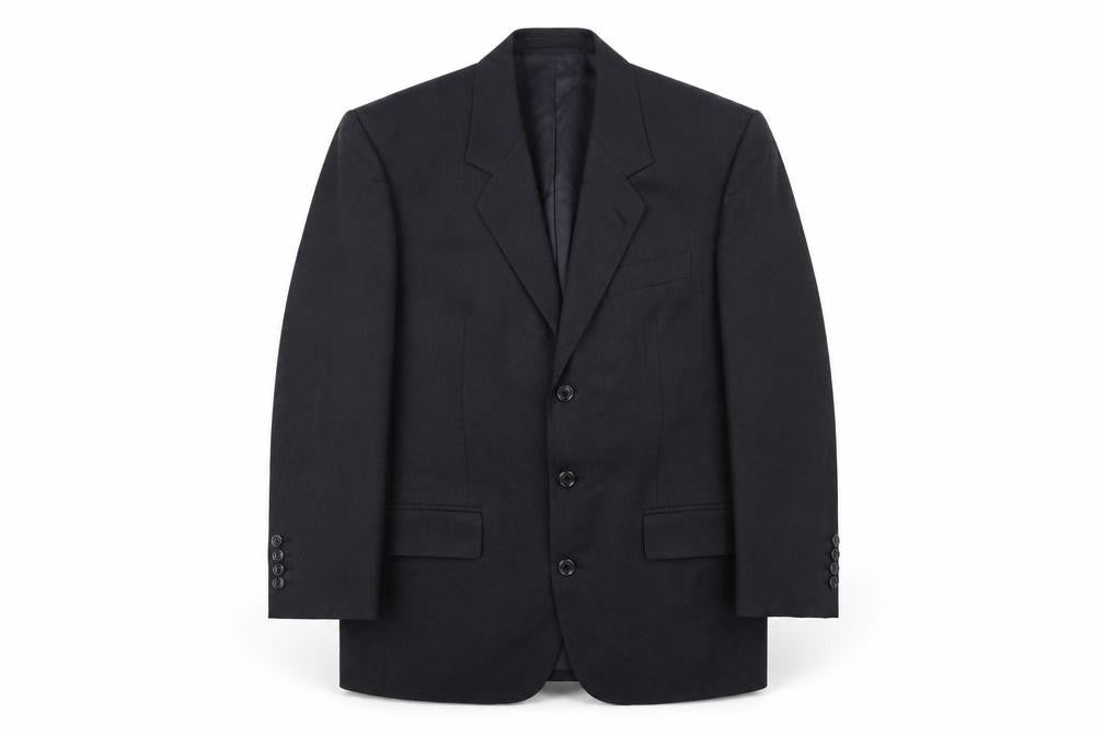 Pin Stripe Mens Black Polyester Jacket Suit Jacket Size 38 Regular