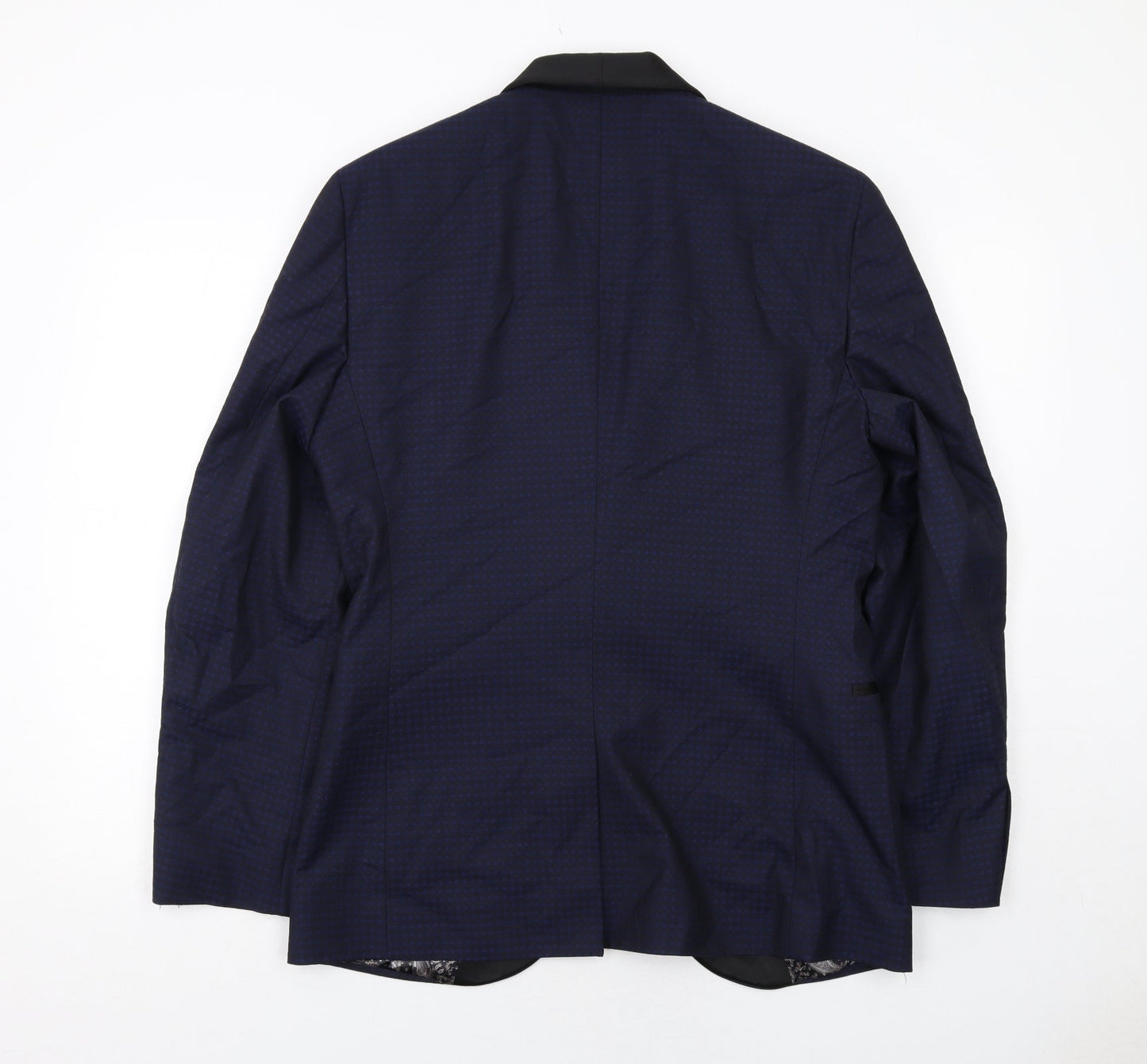 NEXT Mens Blue Geometric Polyester Jacket Suit Jacket Size 38 Regular