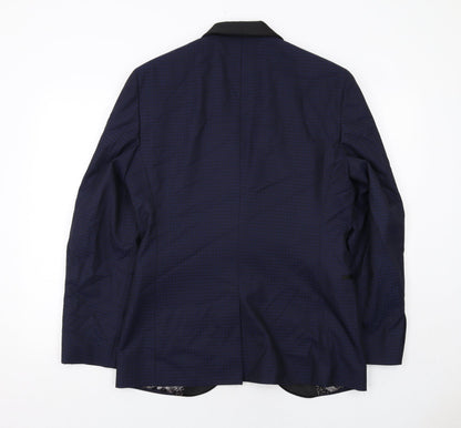Next Mens Blue Geometric Polyester Jacket Suit Jacket Size 38 Regular