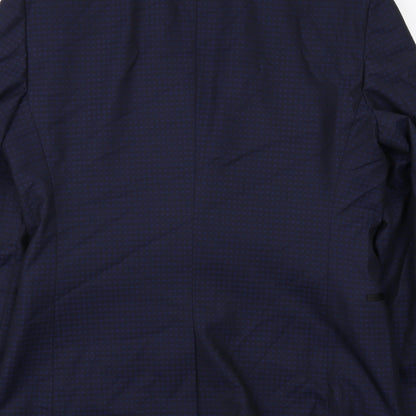 Next Mens Blue Geometric Polyester Jacket Suit Jacket Size 38 Regular