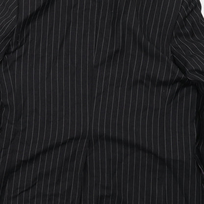 Fellini Mens Black Striped Wool Jacket Suit Jacket Size 44 Regular