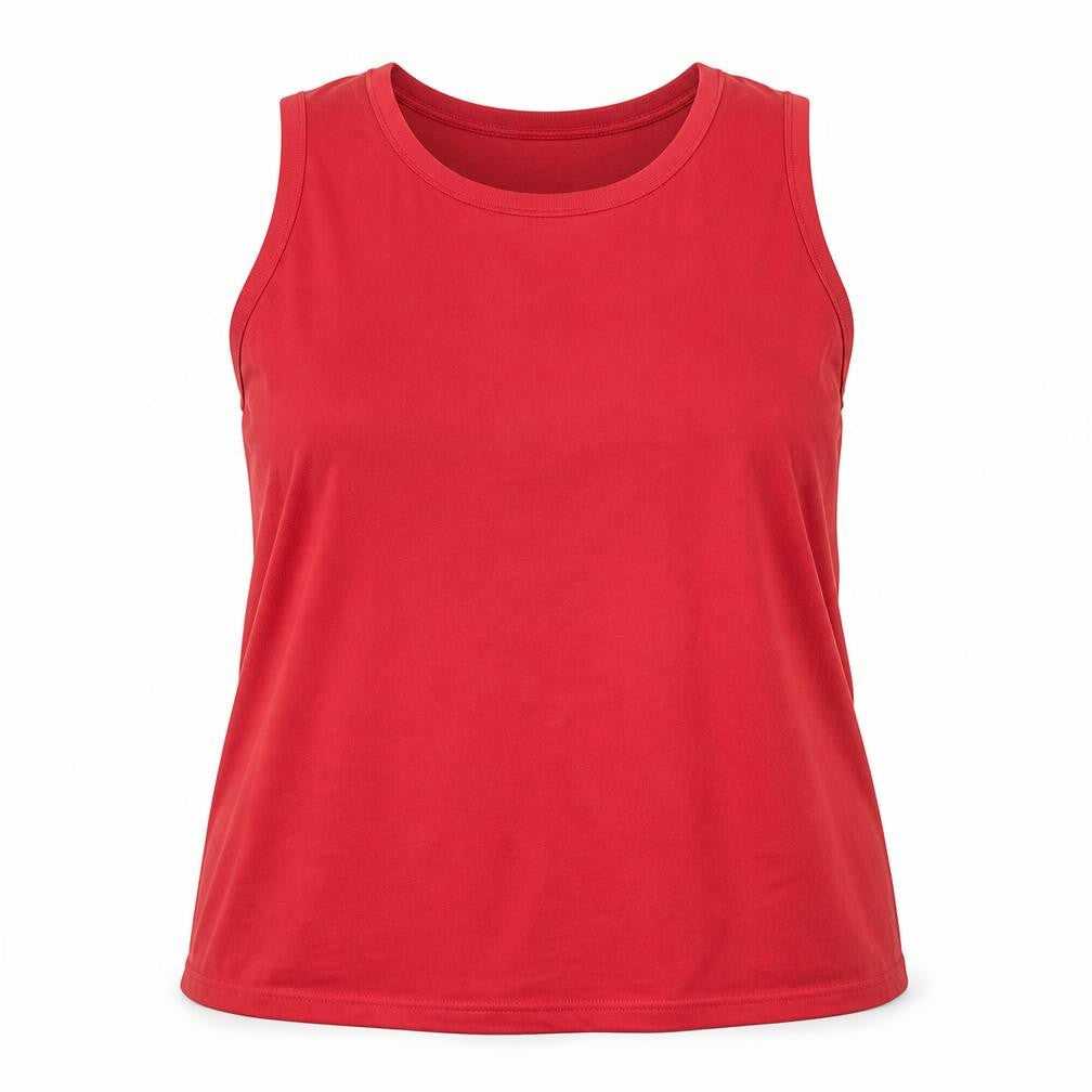 essence Womens Red Polyester Basic Tank Size 22 Round Neck