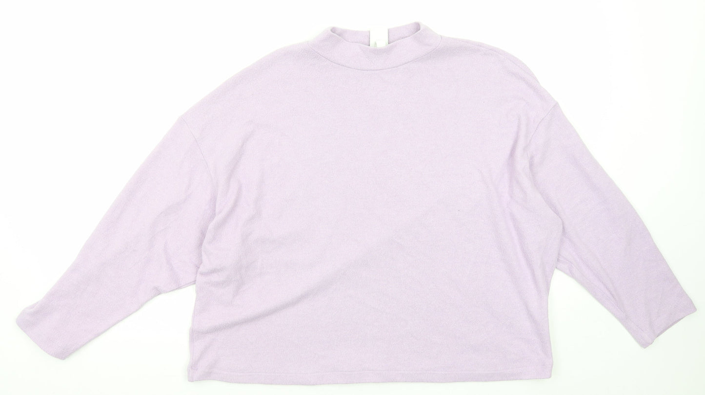 H&M Womens Purple Mock Neck Viscose Pullover Jumper Size M