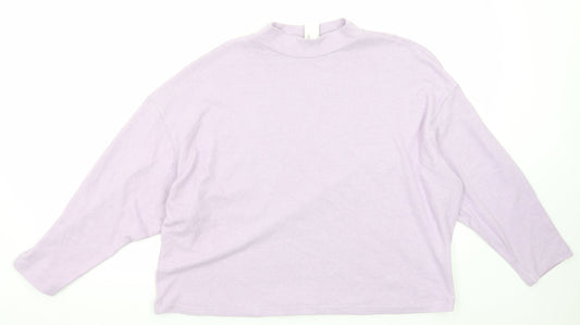 H&M Womens Purple Mock Neck Viscose Pullover Jumper Size M