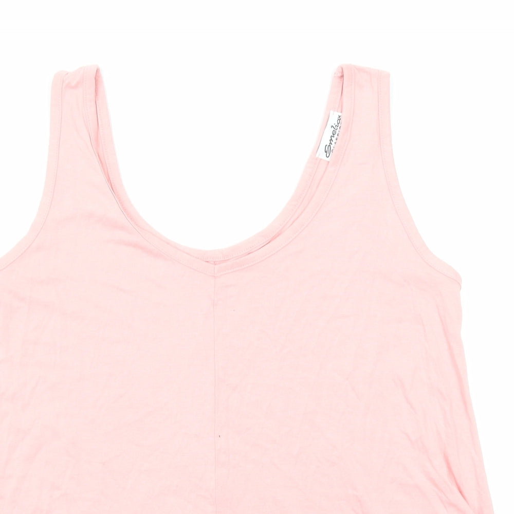 Emeliax Womens Pink Cotton Basic Tank Size M Scoop Neck