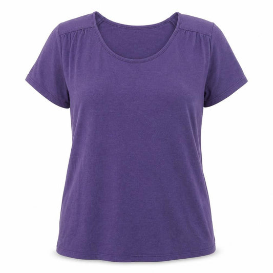 Antoine & Lili Womens Purple Viscose Basic T-Shirt Size 4 Round Neck