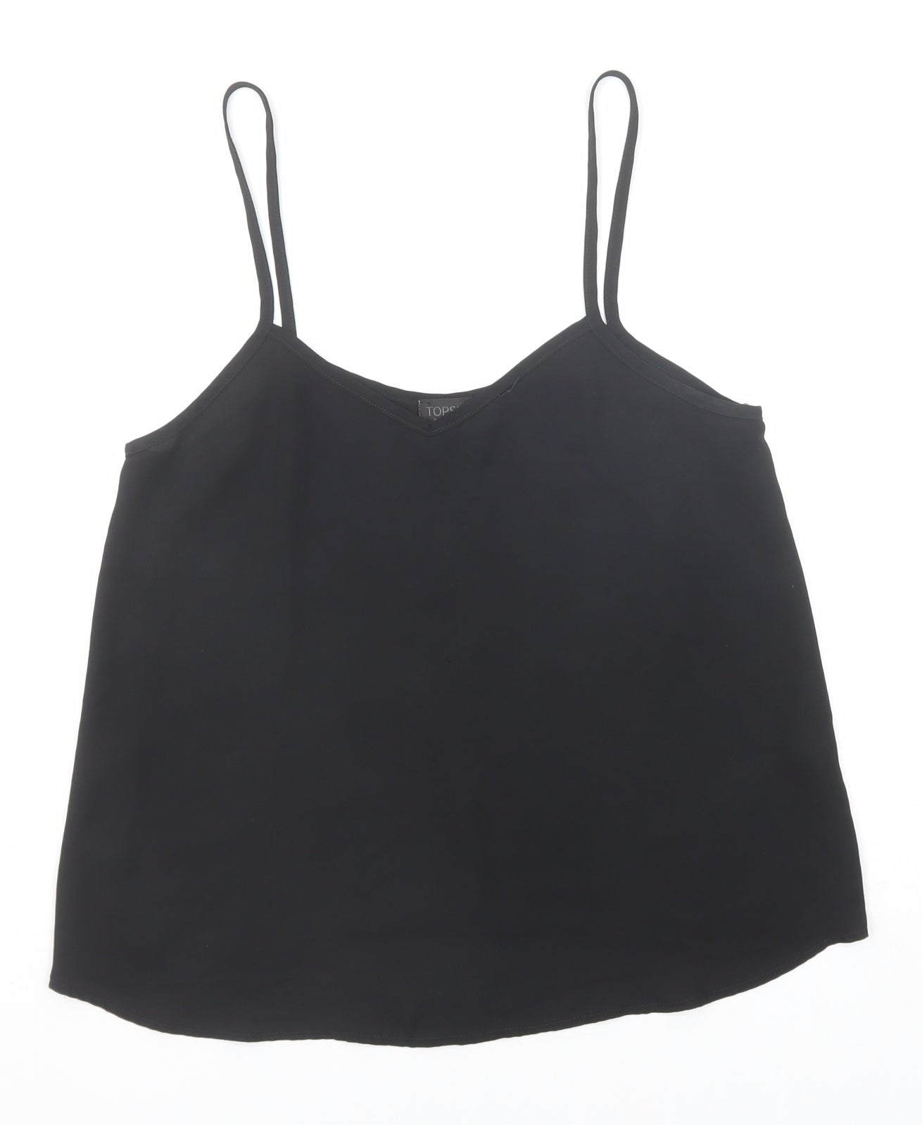 Topshop Womens Black Polyester Basic Tank Size 8 V-Neck