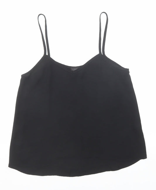 Topshop Womens Black Polyester Basic Tank Size 8 V-Neck