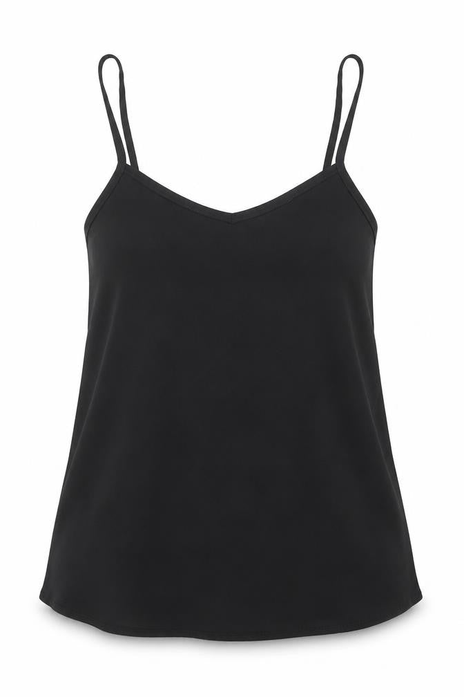 Topshop Womens Black Polyester Basic Tank Size 8 V-Neck