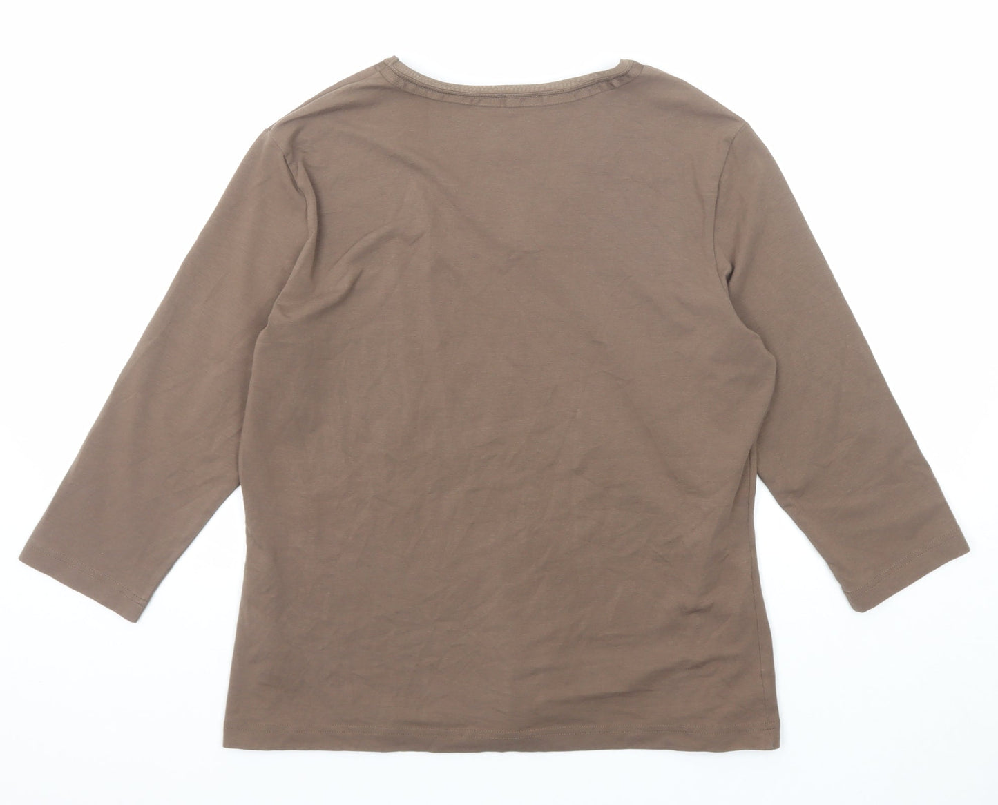 Gerry Weber Womens Brown Polyester Basic T-Shirt Size 16 V-Neck