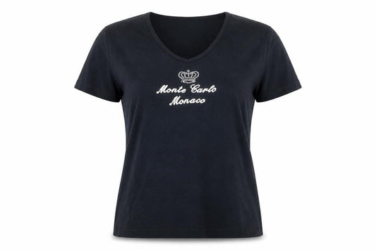 B&C Womens Black Cotton Basic T-Shirt Size XL V-Neck - Monte Carlo
