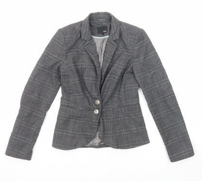Next Womens Grey Plaid Polyester Jacket Blazer Size 6