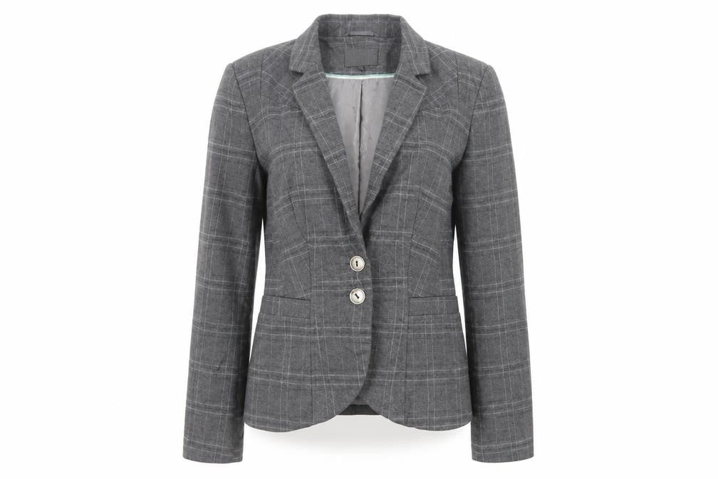 NEXT Womens Grey Plaid Polyester Jacket Blazer Size 6