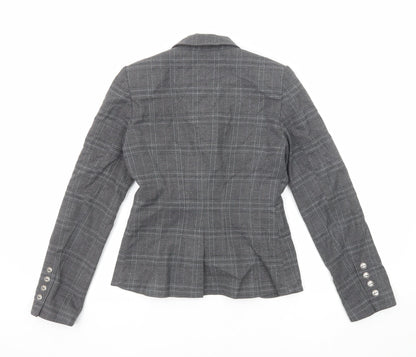 Next Womens Grey Plaid Polyester Jacket Blazer Size 6