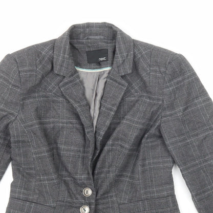 Next Womens Grey Plaid Polyester Jacket Blazer Size 6