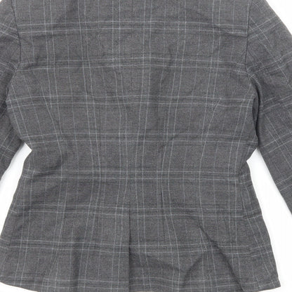 Next Womens Grey Plaid Polyester Jacket Blazer Size 6