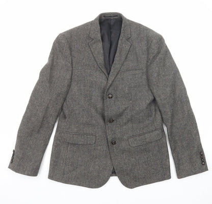 Additional front view of ASOS men’s grey polyester jacket suit jacket, size 38, regular