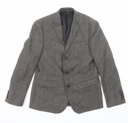ASOS Mens Grey Polyester Jacket Suit Jacket Size 38 Regular