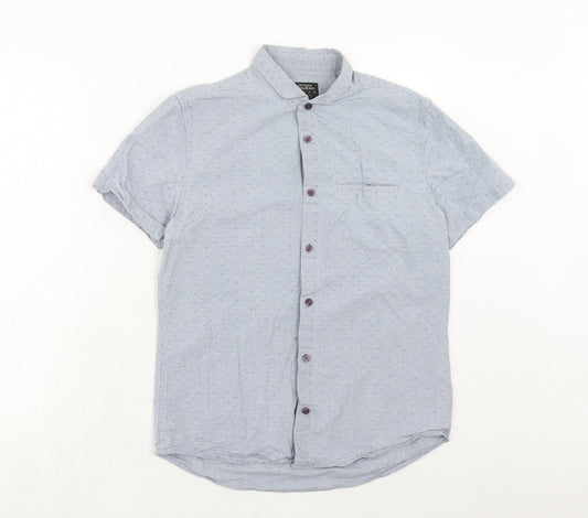 Burton Mens Blue Geometric Cotton Button-Up Size M Collared Button