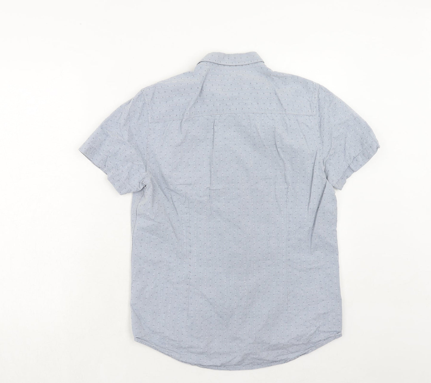 Burton Mens Blue Geometric Cotton Button-Up Size M Collared Button