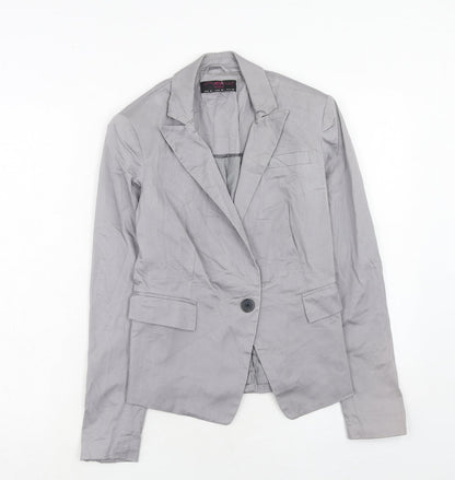 New Look Womens Grey Cotton Jacket Blazer Size 8