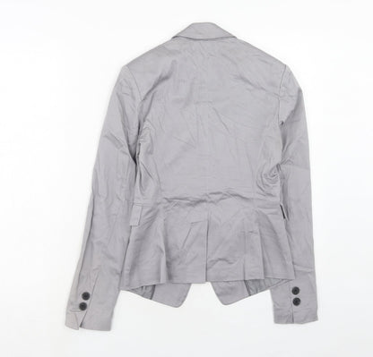 New Look Womens Grey Cotton Jacket Blazer Size 8