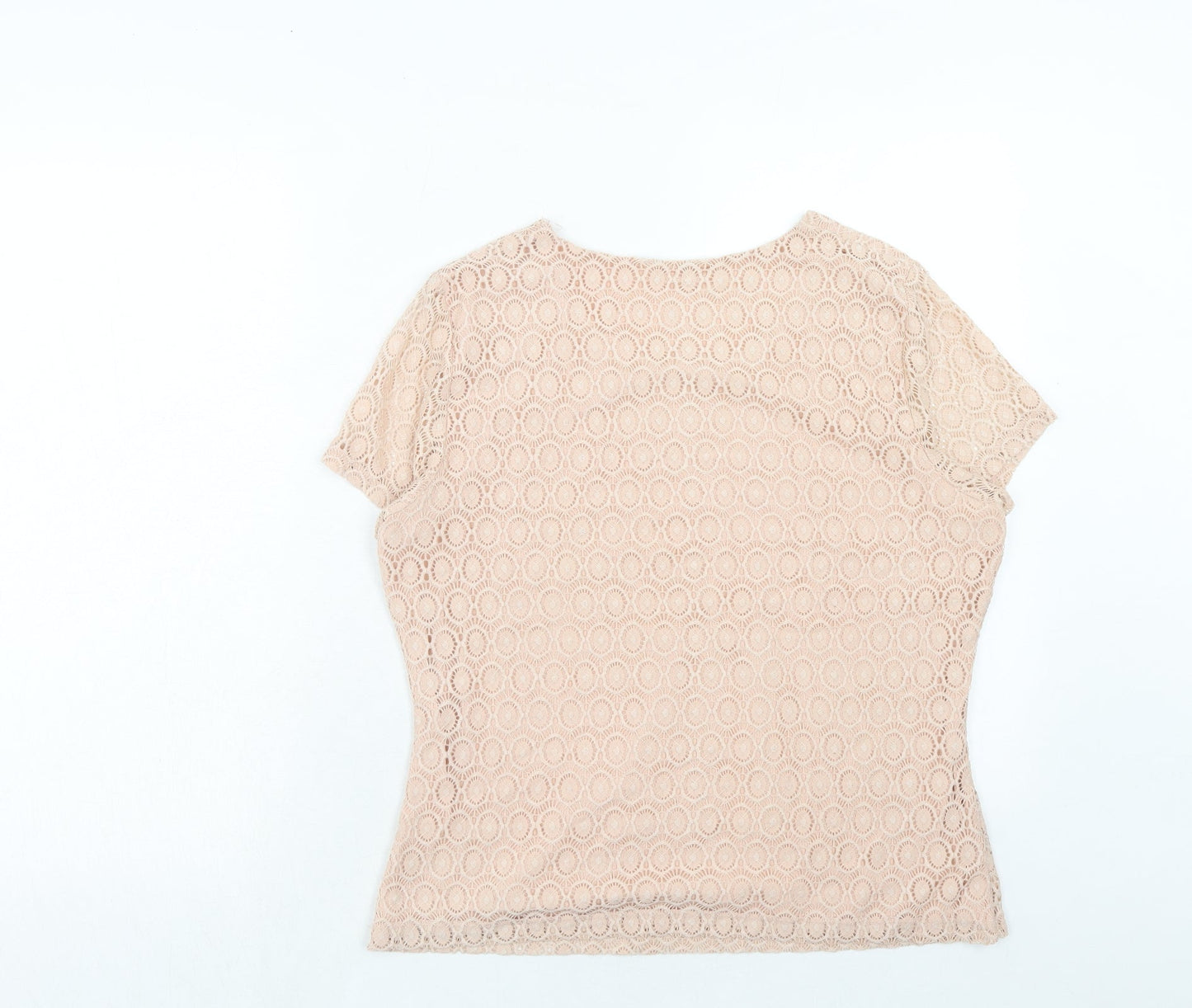 Planet Womens Pink Geometric Viscose Basic T-Shirt Size M Round Neck