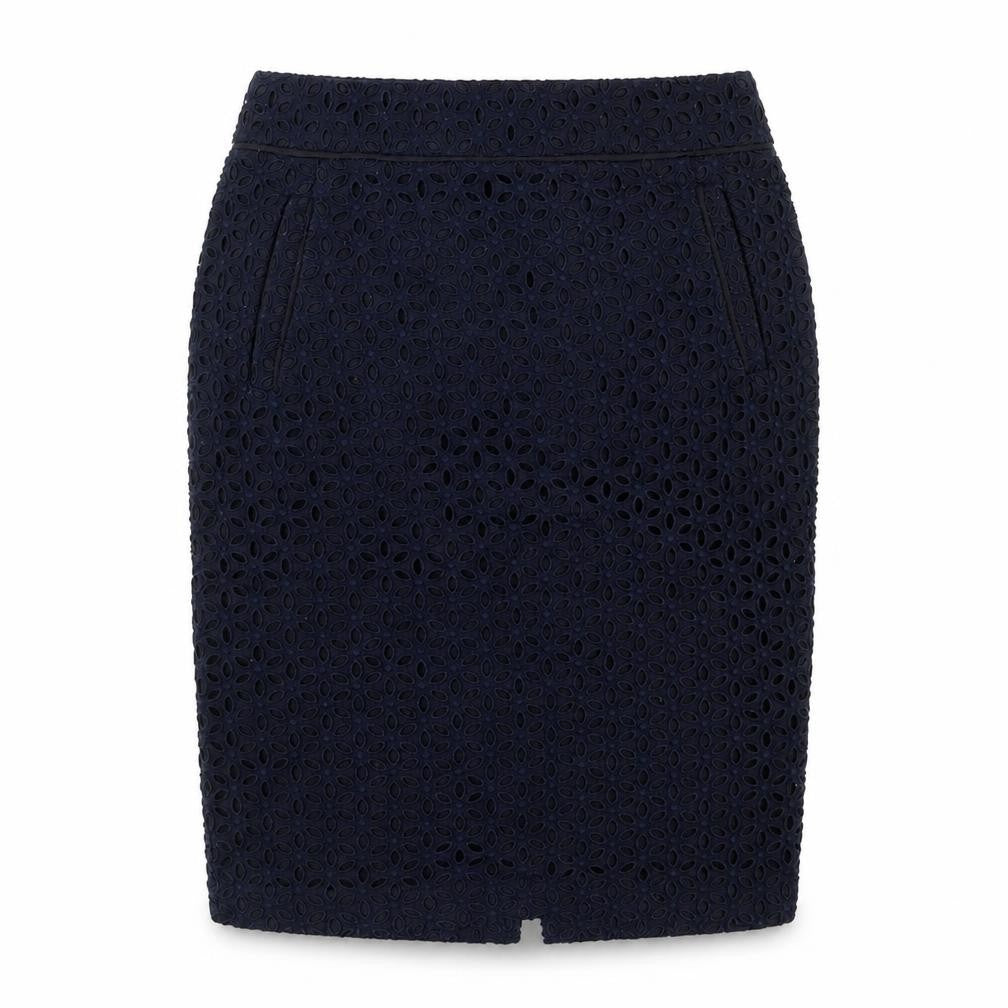 Autograph Womens Blue Geometric Polyester A-Line Skirt Size 32 in Zip