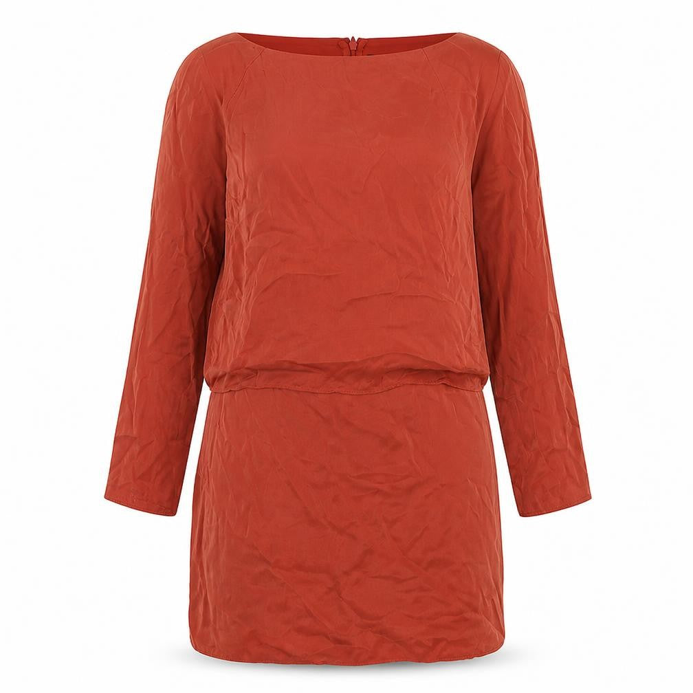 French Connection Womens Orange Cupro A-Line Size 12 Boat Neck Zip