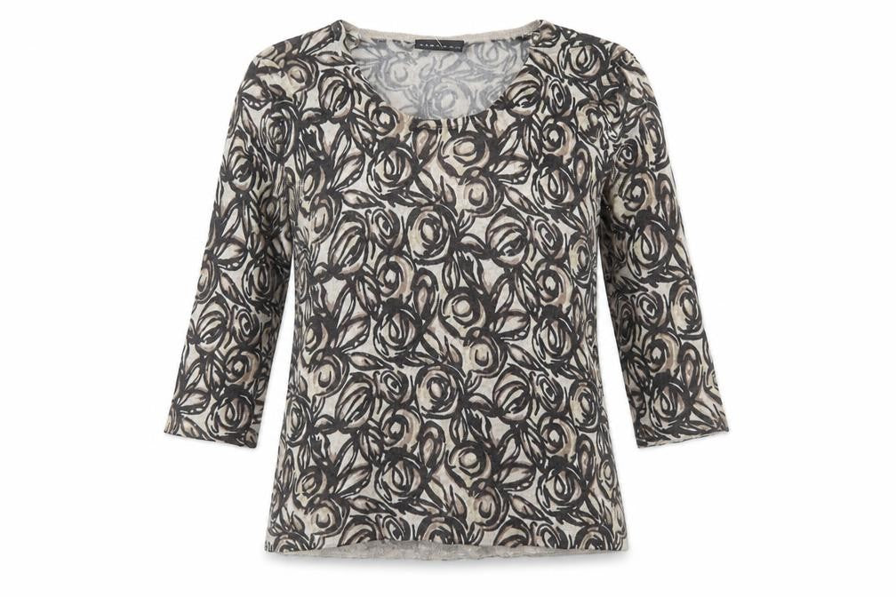 Alex & Co. Womens Brown Scoop Neck Geometric Viscose Pullover Jumper Size 10