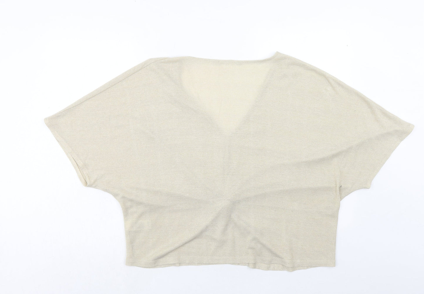 Marks and Spencer Womens Gold Viscose Basic T-Shirt Size 24 V-Neck