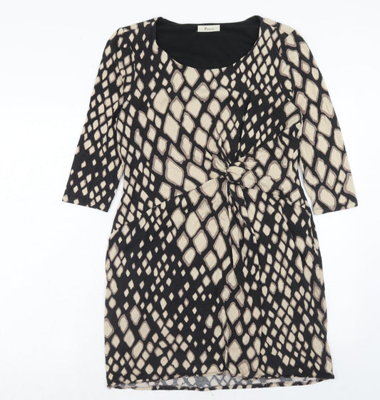 Precis Womens Brown Geometric Viscose A-Line Size 14 Round Neck Pullover
