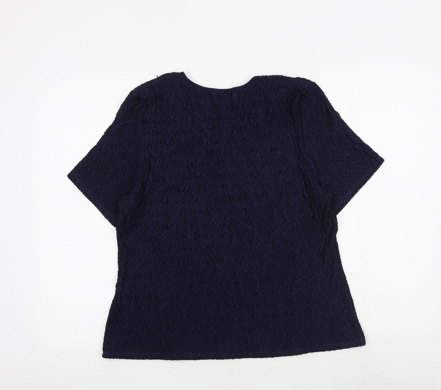 Saloos Womens Blue Polyester Basic T-Shirt Size XL Round Neck