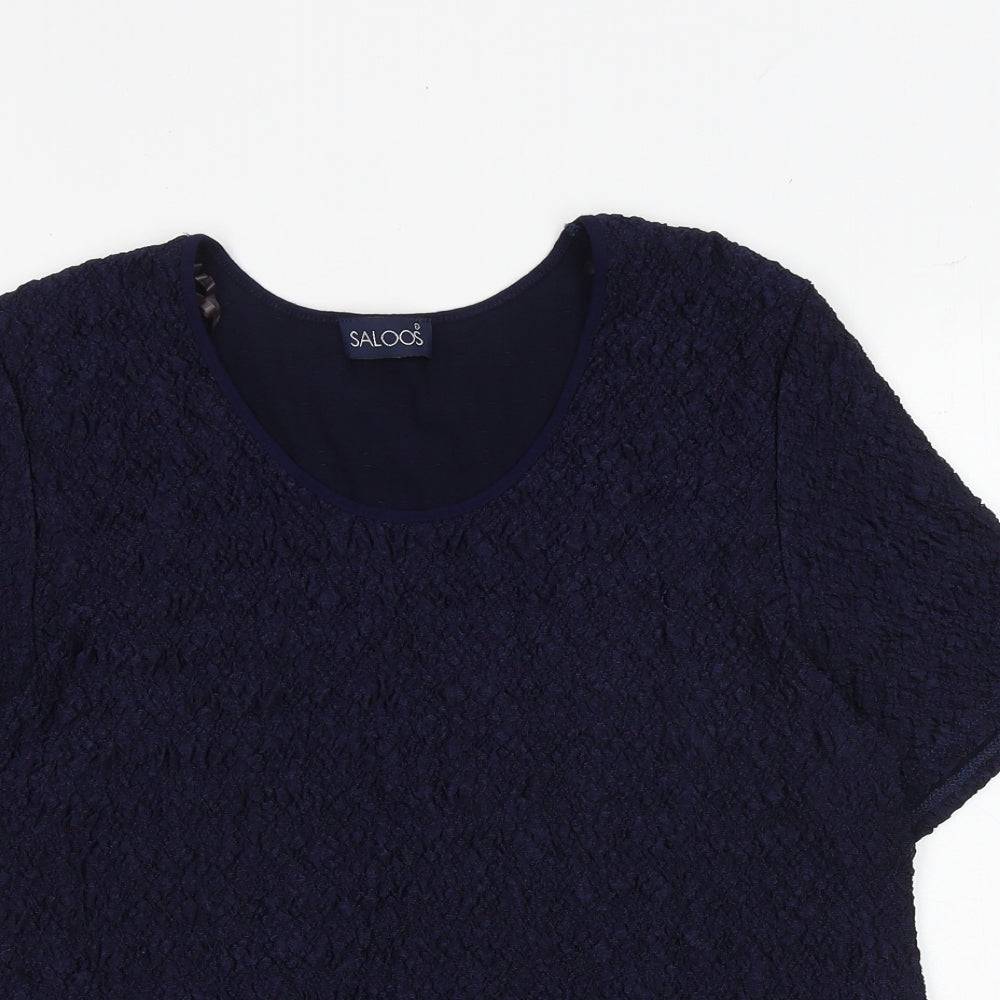 Saloos Womens Blue Polyester Basic T-Shirt Size XL Round Neck