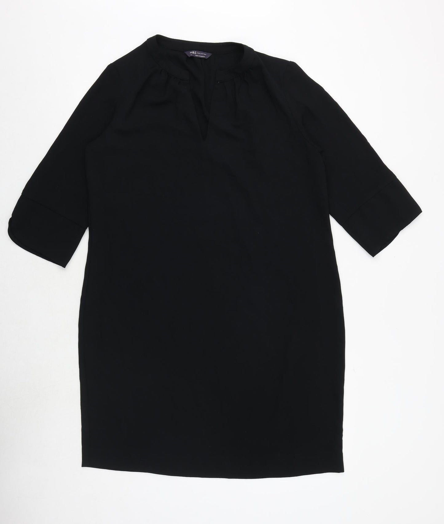 Marks and Spencer Womens Black Polyester A-Line Size 14 Round Neck Pullover