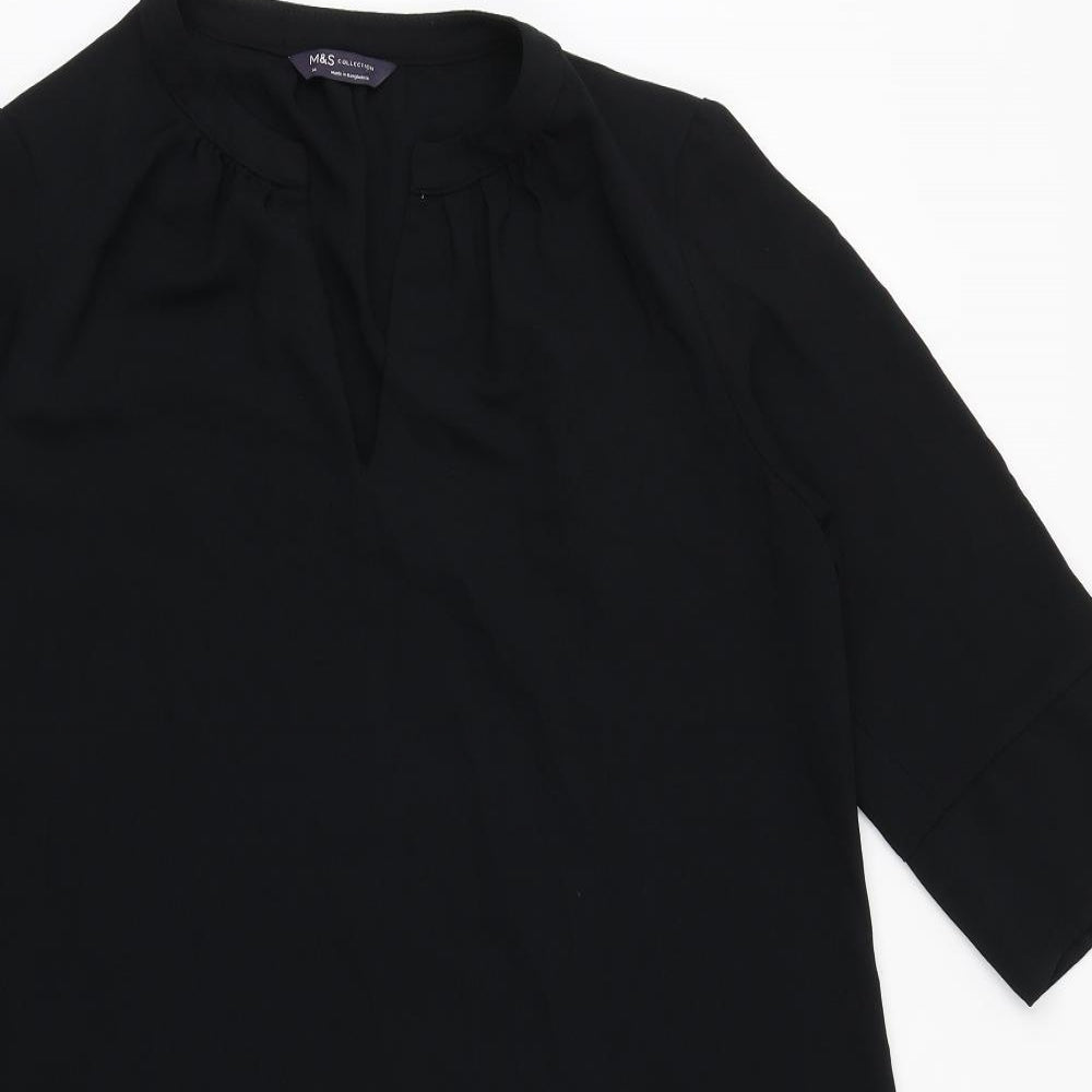 Marks and Spencer Womens Black Polyester A-Line Size 14 Round Neck Pullover
