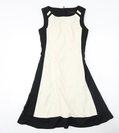 Next Womens Black Polyester A-Line Size 6 Round Neck Zip