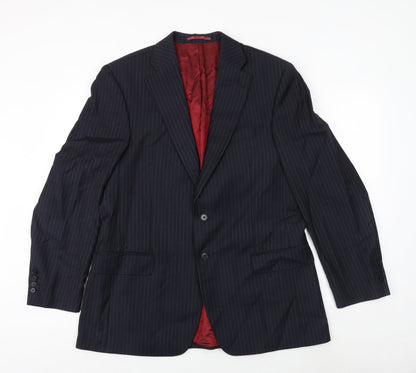 Next Mens Blue Striped Wool Jacket Suit Jacket Size 42 Regular