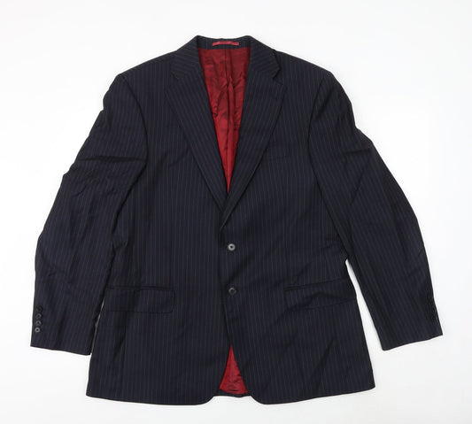 NEXT Mens Blue Striped Wool Jacket Suit Jacket Size 42 Regular