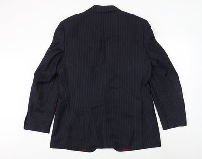 Next Mens Blue Striped Wool Jacket Suit Jacket Size 42 Regular