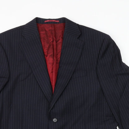 Next Mens Blue Striped Wool Jacket Suit Jacket Size 42 Regular