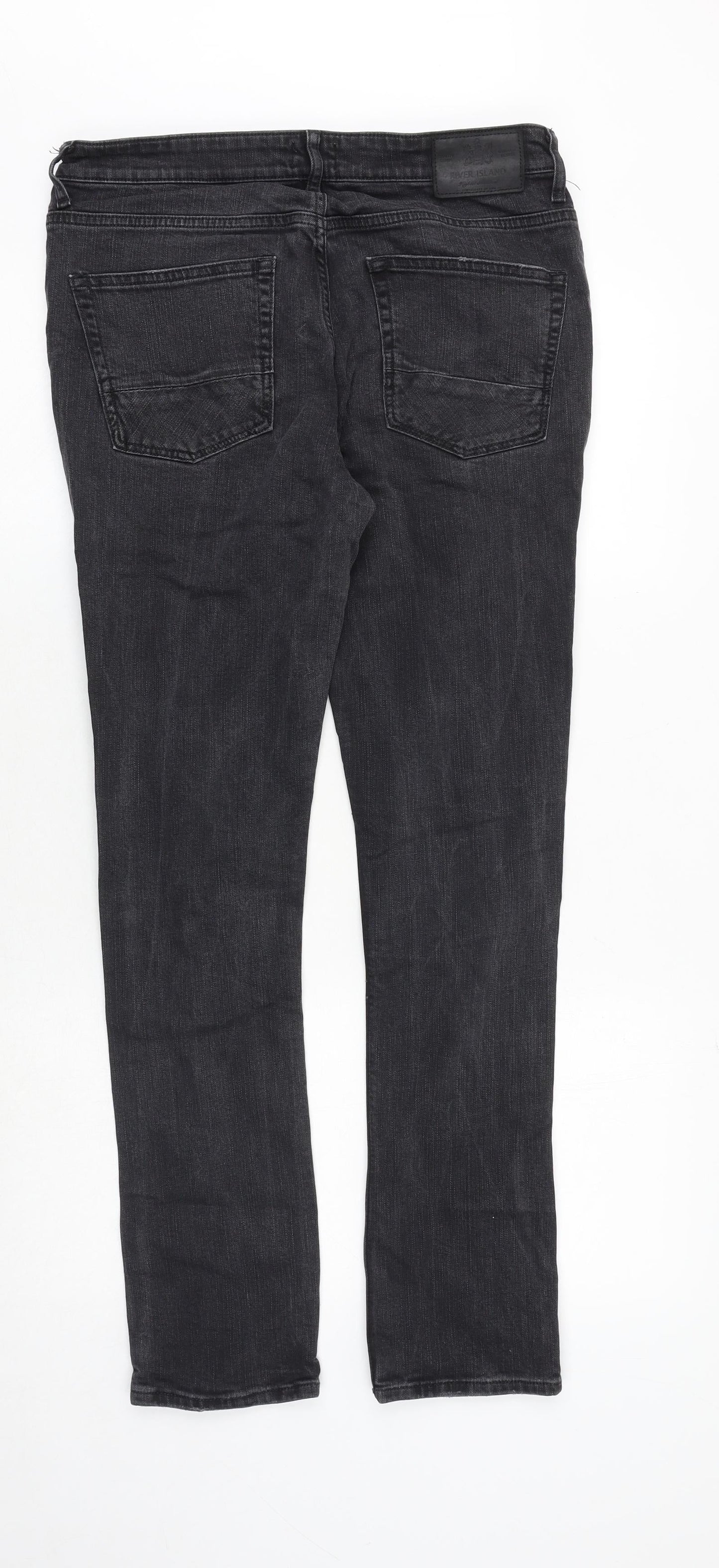 River Island Mens Grey Cotton Skinny Jeans Size 32 in Regular Zip