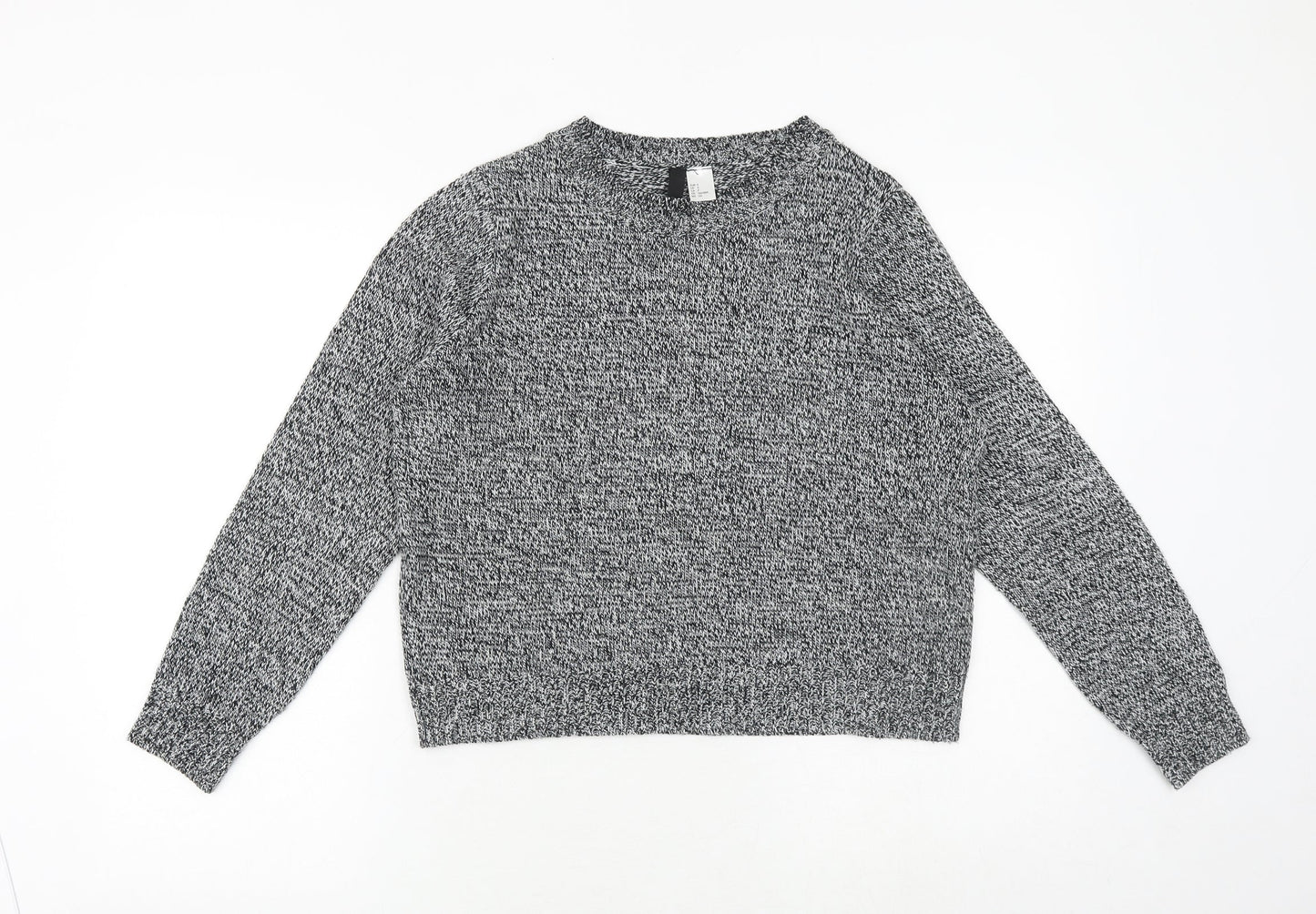 H&M Womens Grey Round Neck Acrylic Pullover Jumper Size S