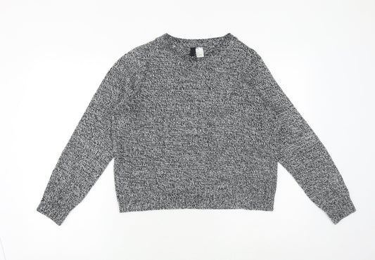 H&M Womens Grey Round Neck Acrylic Pullover Jumper Size S